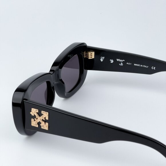Off-White CARRARA 007 BRAND NEW Sunglasses Black Dark Grey Unisex Rectangular - Picture 8 of 11
